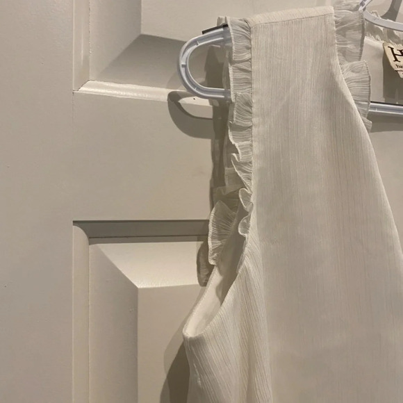 Haute Hippie Ruffle Neck Top White, 16694 - Picture 5 of 9